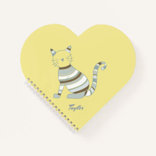 Carnet Illustration de chat Bleu et Brown rayures
