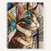 Carnet Illustration de chat en verre tendu (Devant)