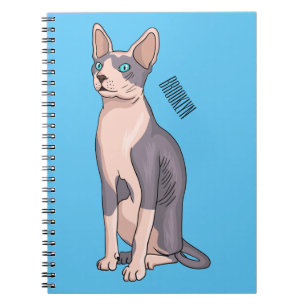 Carnet illustration de chat Sphynx de dessin animé