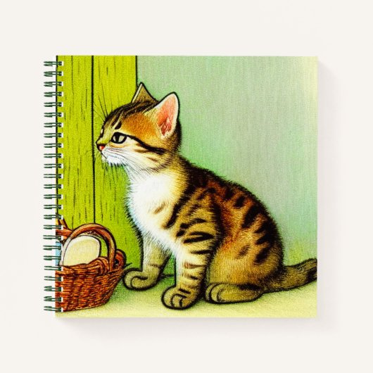 Carnet Illustration de chat tigré vintage (Devant)