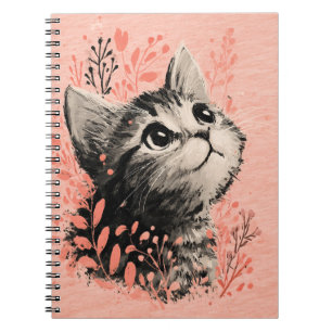 Carnet Illustration de chaton avec accent botanique délic