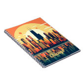 Carnet Illustration de Chicago Skyline en Orange (Côté Droit)