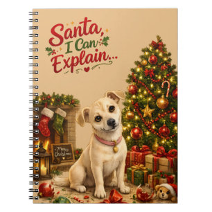 Carnet Illustration de chien de Noël amusante