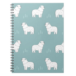 Carnet illustration de chien des Pyrénées vintage sans co