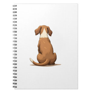 Carnet Illustration de chien vue arrière vintage marron e