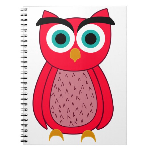Carnet Illustration de chouette rose mignonne (Devant)