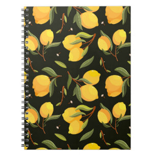 Carnet Illustration de citron : Motif peint à la main san