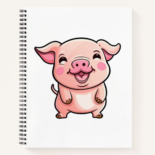 Carnet Illustration de cochon de dessin animé (Devant)