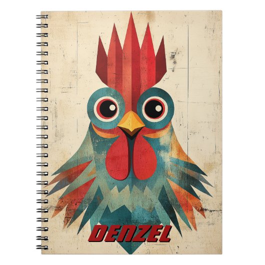 Carnet Illustration de coq géométrique (Devant)