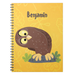 Carnet Illustration de dessin animé de chouette brune drô