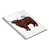 Carnet Illustration de dessin animé de vache des Highland (Côté Droit)