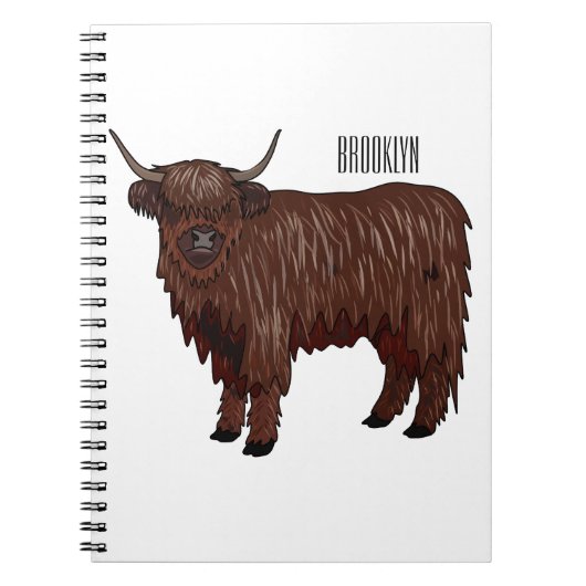 Carnet Illustration de dessin animé de vache des Highland (Devant)