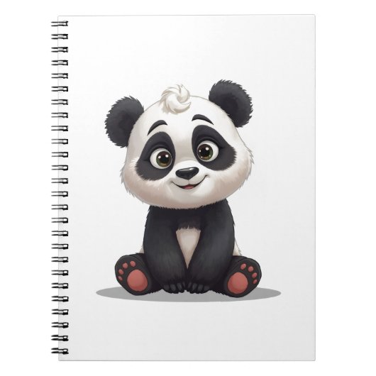 Carnet Illustration de dessin animé d'ours panda assis (Devant)