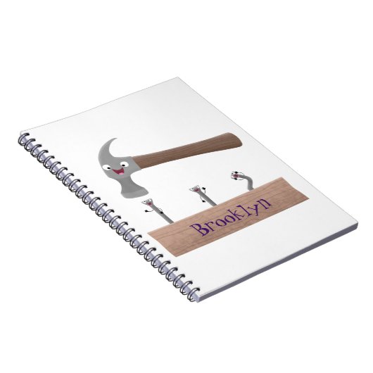 Carnet Illustration de dessin mignon, marteau et ongles (Côté Droit)