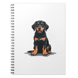 Carnet Illustration de dos de chien noir et bronzé vintag