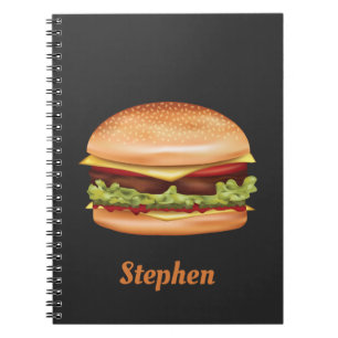 Carnet Illustration de fast food hamburger avec nom perso