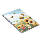 Carnet Illustration de fleurs et d'abeilles mignonnes (Côté Droit)