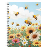 Carnet Illustration de fleurs et d'abeilles mignonnes (Devant)