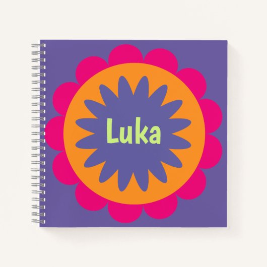 Carnet illustration de formes florales orange et rose (Devant)