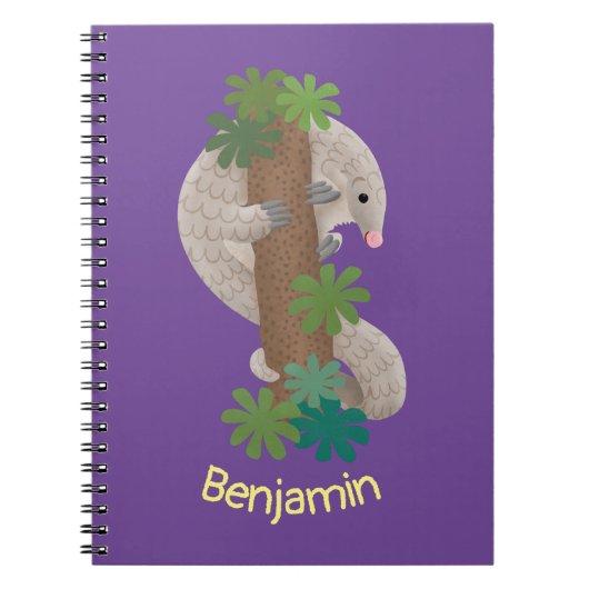 Carnet Illustration de fourmilier pangolin mignon et heur (Devant)