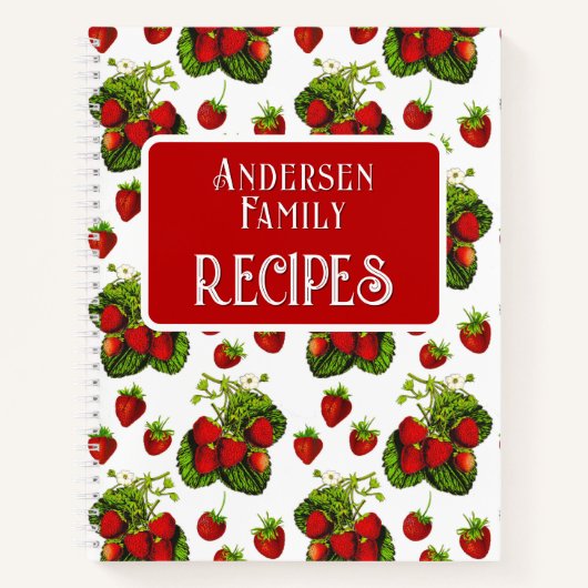 Carnet Illustration de fraise botanique Imprimer Recettes (Devant)