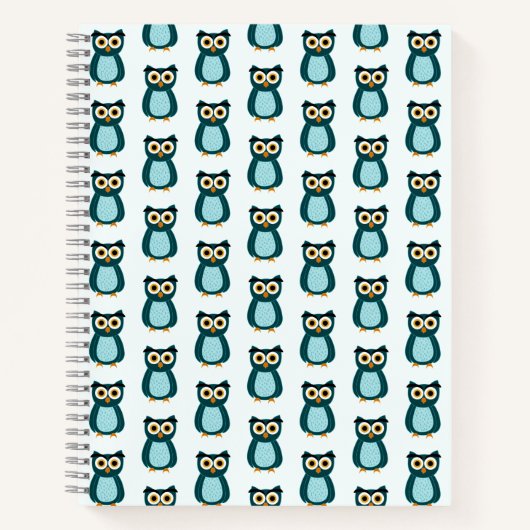 Carnet illustration de Hibou Bleu (Devant)