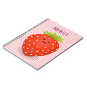 Carnet Illustration de la fraise Cute kawaii (Côté gauche)