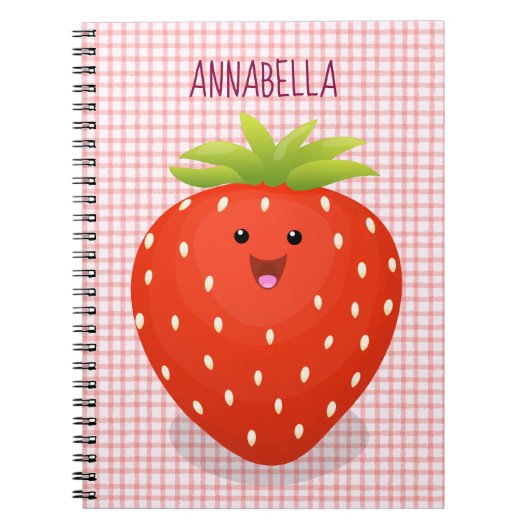 Carnet Illustration de la fraise Cute kawaii (Devant)
