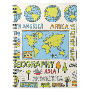 Carnet Illustration de la géographie Vintage dessinée à l