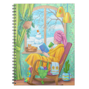 Carnet Illustration de la maison d'hiver confortable dess