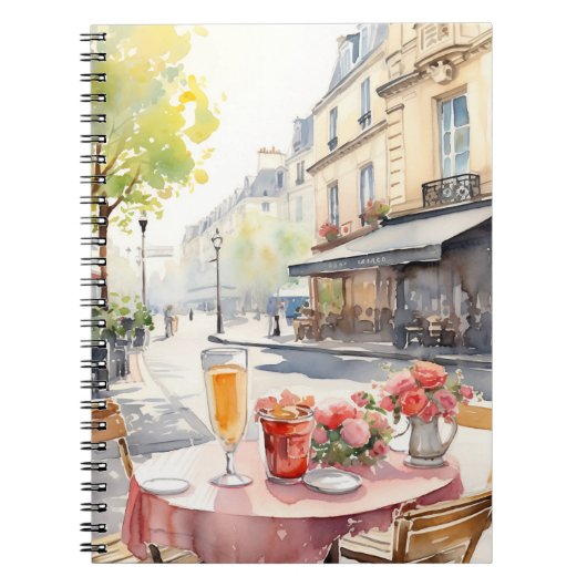Carnet Illustration de l'aquarelle chic Café parisien (Devant)