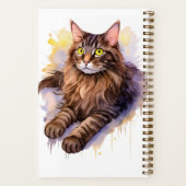 Carnet Illustration de l'aquarelle de chat blanc doux (Verso)