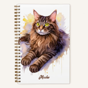 Carnet Illustration de l'aquarelle de chat blanc doux