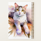 Carnet Illustration de l'aquarelle de chat blanc doux (Verso)