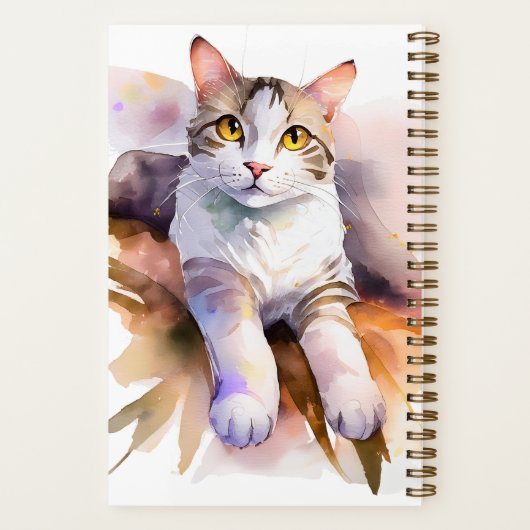 Carnet Illustration de l'aquarelle de chat blanc doux (Verso)