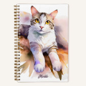 Carnet Illustration de l'aquarelle de chat blanc doux (Recto)