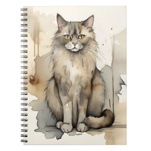 Carnet Illustration de l'aquarelle du Maine Coon (Devant)