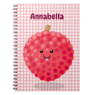 Carnet Illustration de litchee rose mignon