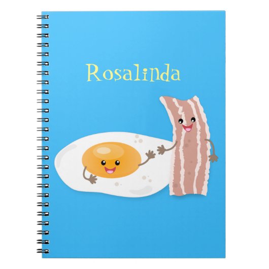 Carnet Illustration de l'oeuf de Cute kawaii et du bacon (Devant)