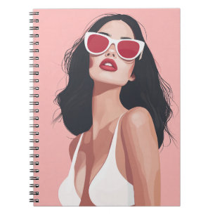 Carnet Illustration De Mode Femme Design Avec Lunettes De