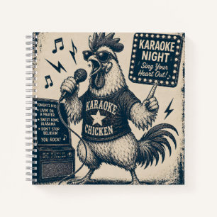 Carnet Illustration de musique vintage de coq chantant dr