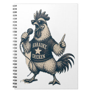 Carnet Illustration de musique vintage de coq chantant dr