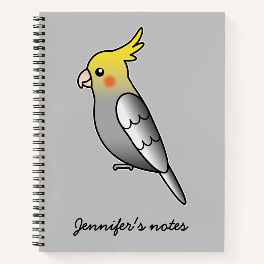Carnet Illustration de perroquet cartoon gris mignon (Devant)