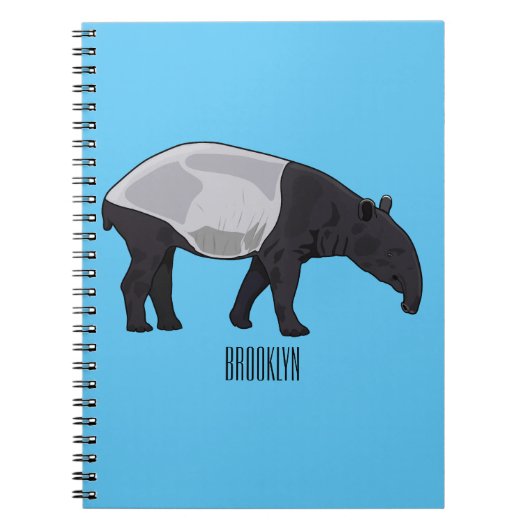 Carnet Illustration de tapir de dessin animé (Devant)