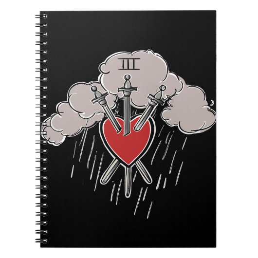 Carnet Illustration de tarot d'amour du 3 d'Épées (Devant)