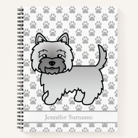 Carnet Illustration de Terrier Cairn Gris avec Texte Pers (Devant)