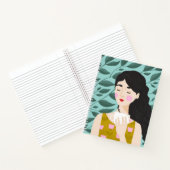 Carnet Illustration de thé pour femme rose, jaune, vert (Intérieur)