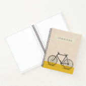 Carnet Illustration de vélo élégant Blush et Jaune Nom (Intérieur)