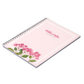 Carnet Illustration d'hydrangeas à chapeaux fleuris rose (Côté gauche)