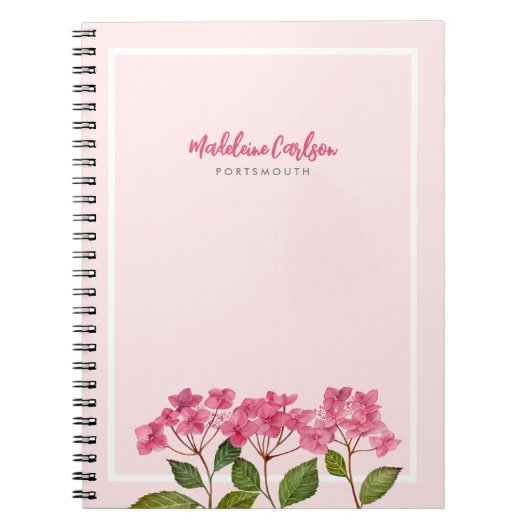 Carnet Illustration d'hydrangeas en lacecaps rose aquarel (Devant)